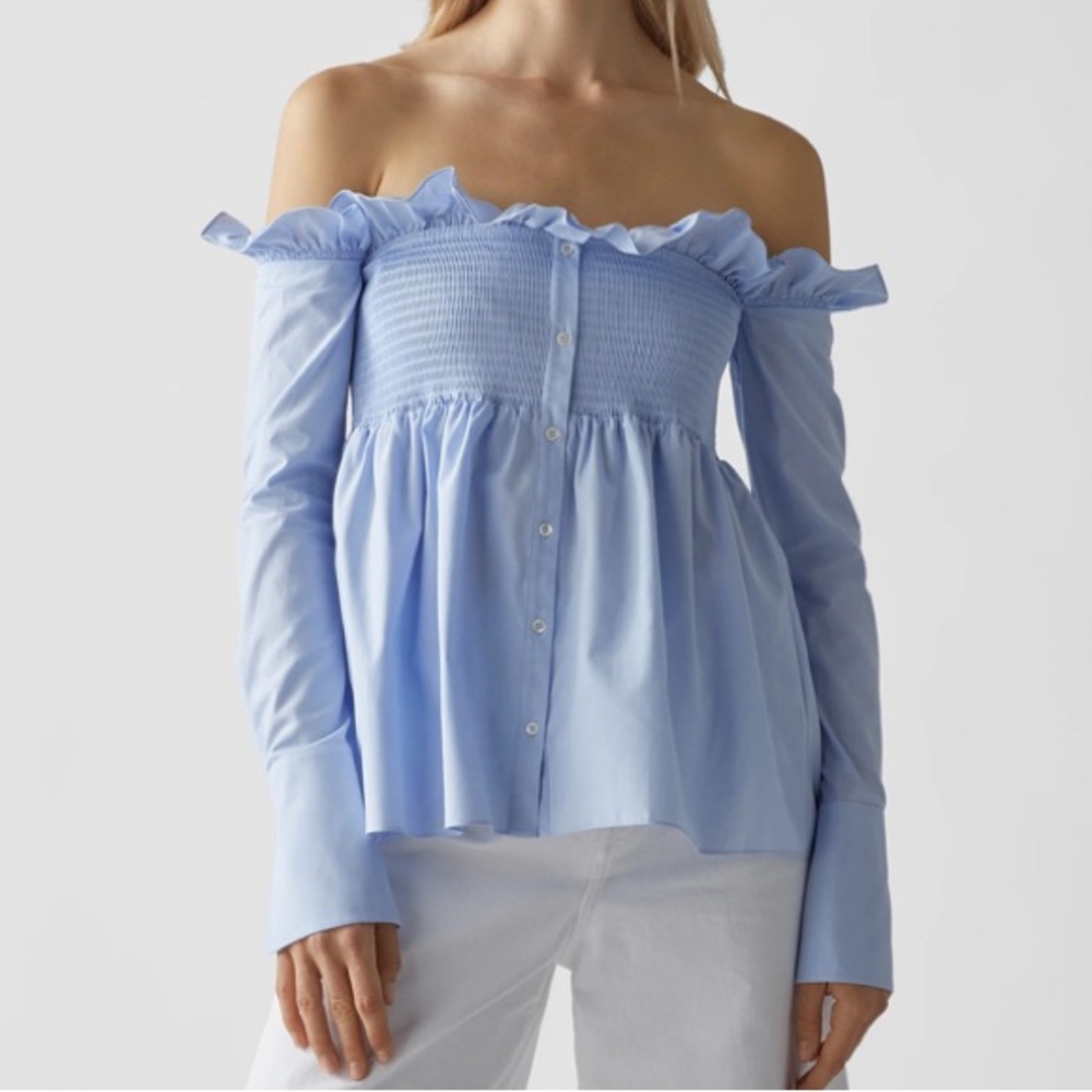 Victoria Beckham off the shoulders Blouse light Blue